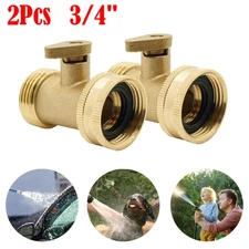 2Pcs Brass Garden Hose Shut Off Valve 3/4" Water Pipe Faucet Connector Handy