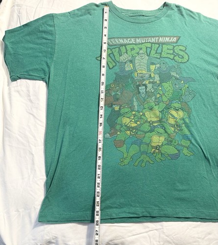 Vintage Mens Graphic T-Shirt Teenage Mutant Ninja Turtles Green Crew XL - Picture 2 of 5