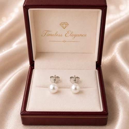Freshwater Pearl Stud Earrings in Sterling Silver, photo 2
