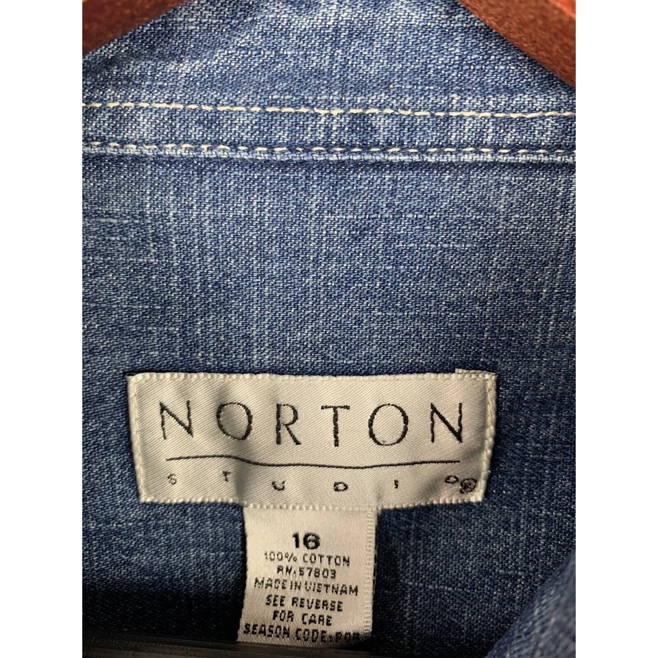 Chaqueta vaquera Norton Studio mujer talla grande 16 azul rojo blanco botones Foto 4 de 4