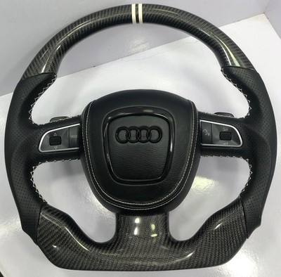 Audi A4/A5/A6 Sports Carbon Fiber Flat Bottom Steering Wheel S-Line Sport Design