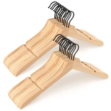 Wooden Hangers 20 Pack, Rubber Wood Clothes Hangers with Rotatable Black Hook...