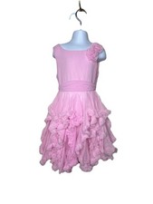 Biscotti girl's Tutu Tulle dress pink ruffles 3d floral Accent size 7 Tiered