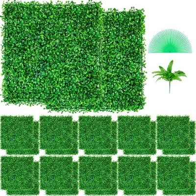 VEVOR Artificial Boxwood Panel, Boxwood Hedge Wall Panels UV 24pcs 10'' X 10''