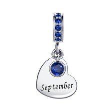 Heart Love Birthday September Charm fits Bracelets September Birthstone Charms f