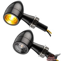 Bullet LED Blinker Schwarz Motorrad Chopper Old School Bobber Custom Cafe Racer