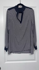 TORY BURCH Womens Long Sleeve Silk Blend Blouse Tunic SIZE 10