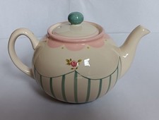 Gabrielle Miller Designs Teapot with Lid White Blue and Pink. Vintage Retro VGC