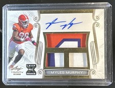 2023 Leaf Trinity Myles Murphy Triple Memoribilia Auto Gold Rookie RC Patch #/50
