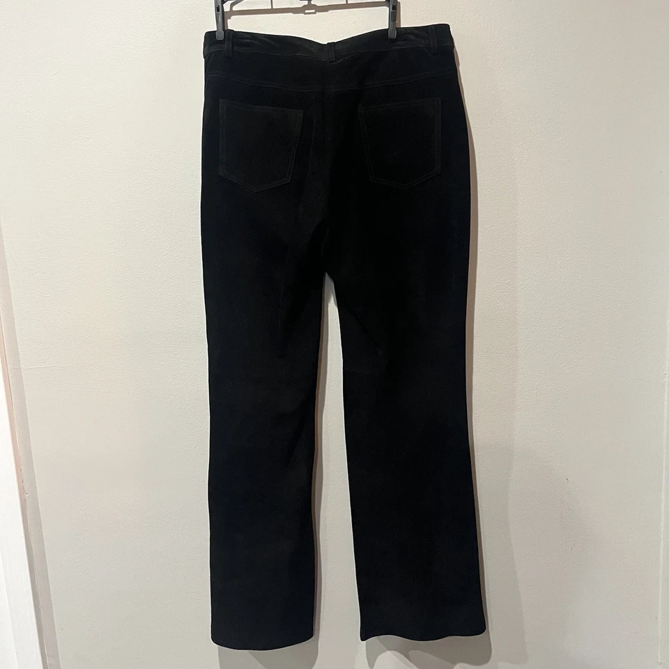 Pantalones de cuero de gamuza Spiegel para mujer 12 forrados negros pierna recta 33x31 Goth Emo Foto 2 de 4