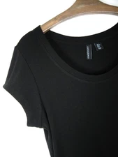 Cynthia Rowley Size L Black Scoop Neck Short Sleeve Cotton Jersey Knit Tee