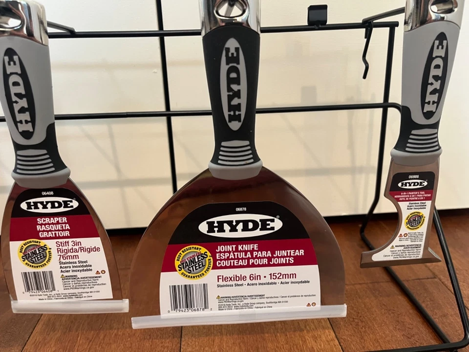 Hyde Pro Acero Inoxidable Masilla Raspador Junta Cuchillo Pintores Herramienta Juego de 6 piezas Foto 3 de 3