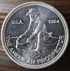 1984 "The American Prospector" 1oz .999 Fine Silver Round, Engelhard Round (#2)