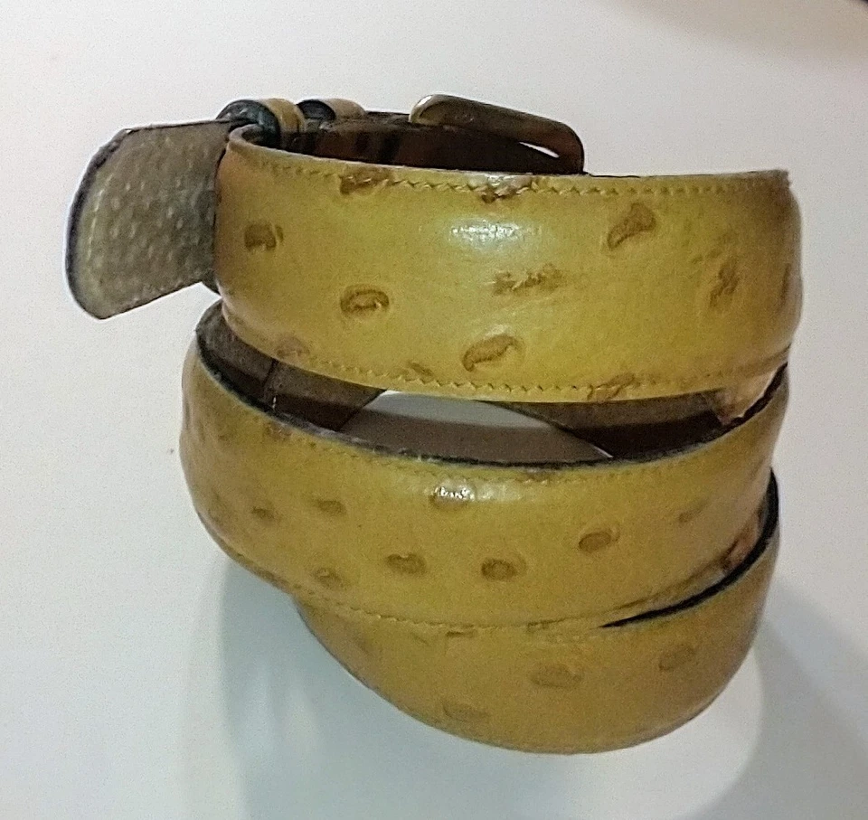 Cinturón De Colección Para Mujer Anne Klein Calderón Estampado Avestruz Cuero Tostado Talla: L Tono Latón Foto 2 de 4