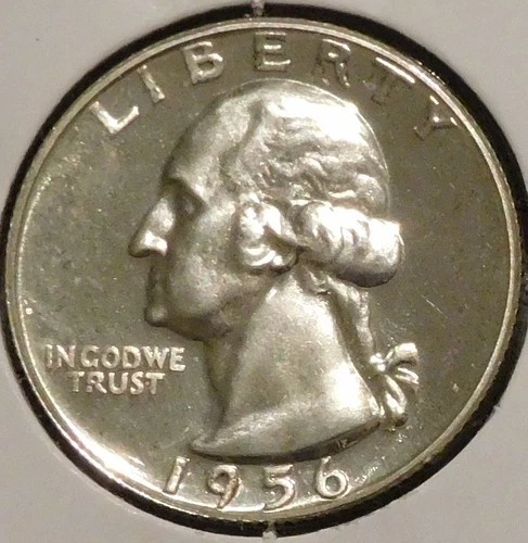 Silver Quarter - Washington - 1956 PROOF (Toning is lightly cloudy.)