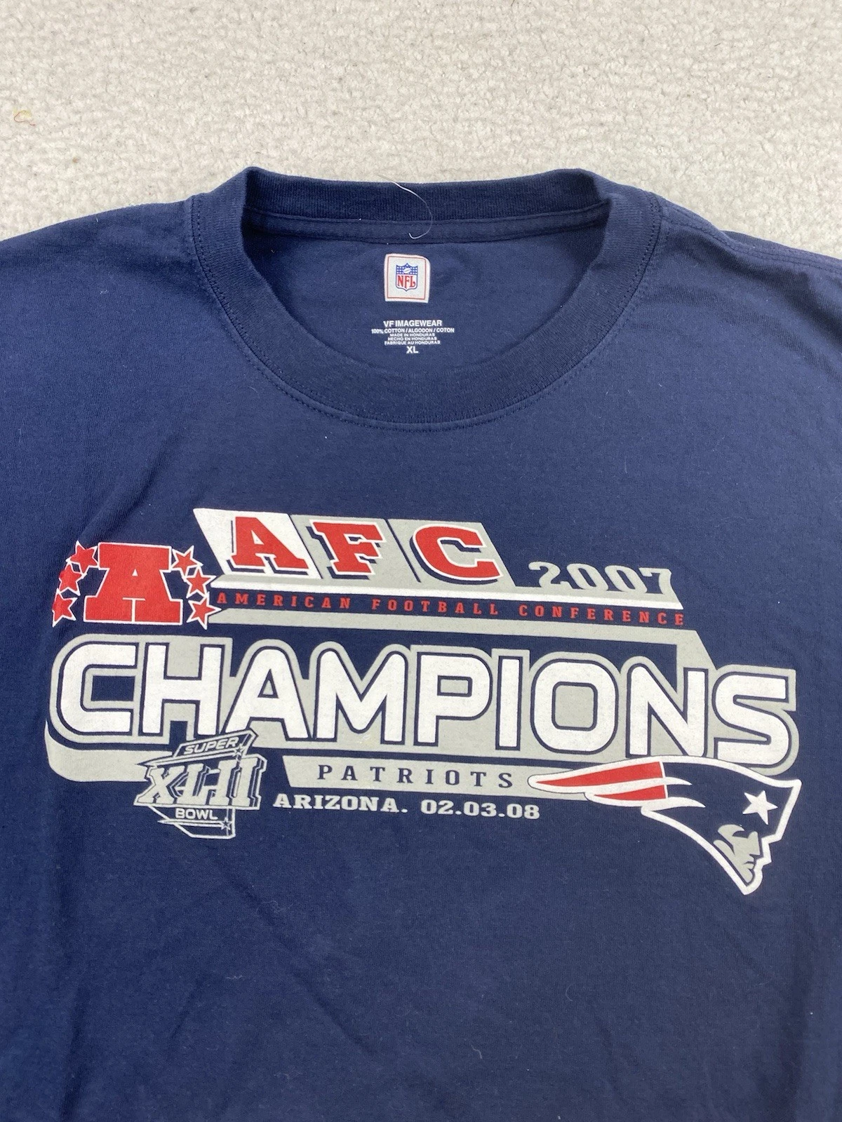 NFL Mens T Shirt XL Navy New England Patriots AFC Champion Tee 2008 Superbowl