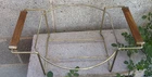 Vintage Pyrex 404 Promo Holder Bowl Cradle Carrier Stand Gold Frame Wood Handles