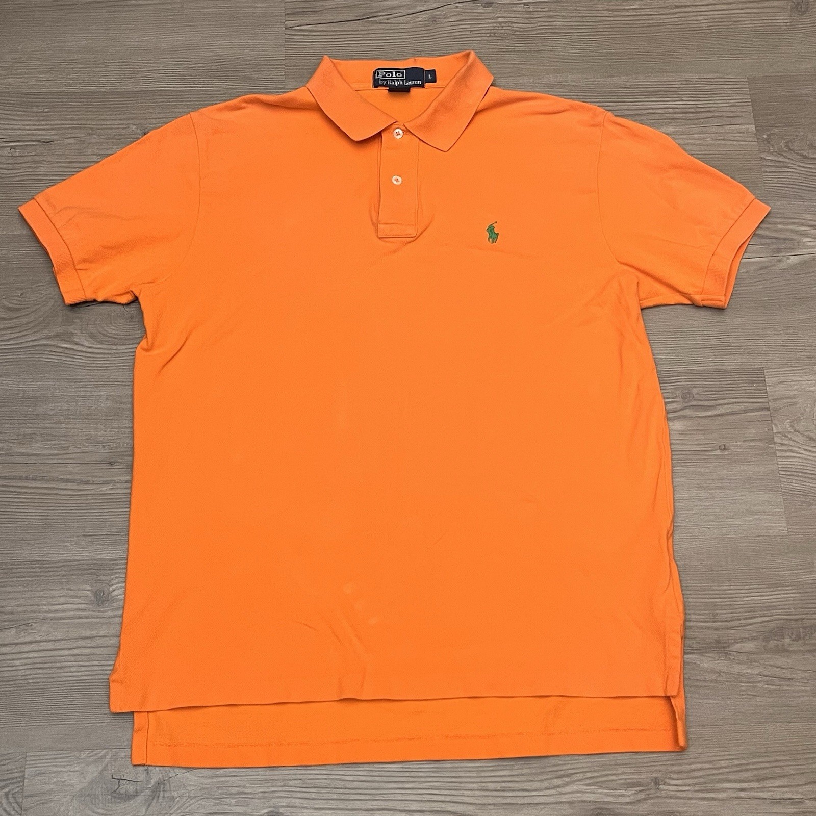 Polo Ralph Lauren uomo grande arancione maglia manica corta top verde pony
