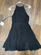 Sho Tadashi Shoji Women's Little Black Dress Mini Sz 0 Designer $199 Neck Detail
