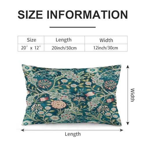 Verde azulado azul vintage floral botánico William Morris tiro 12"x20" color 1 - Imagen 2 de 5