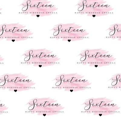 PERSONALISED GIRLS PINK ANY AGE NAME HAPPY BIRTHDAY GIFT WRAPPING PAPER WOMEN