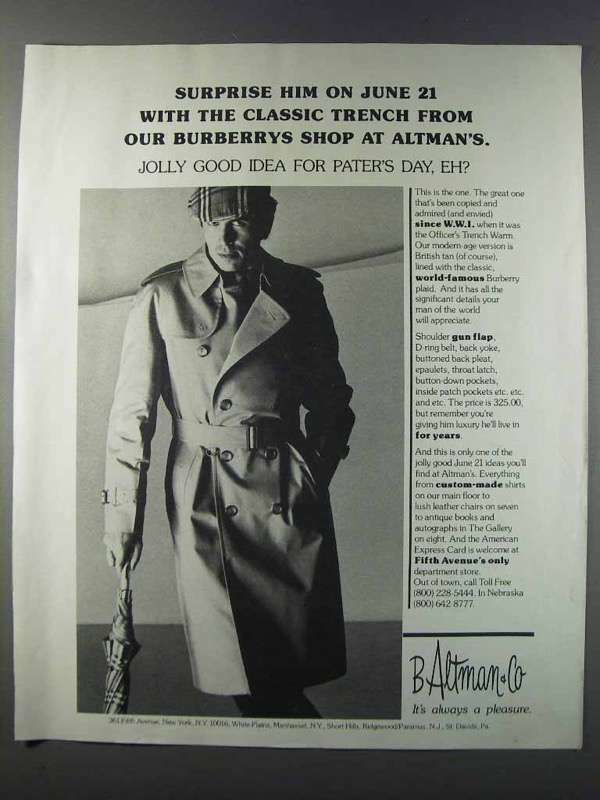 1981 Burberry Classic Trench Coat Ad - Surprise Him | eBay 1981 Burberry Classic Trench Coat Ad - Surprise Him | eBay
