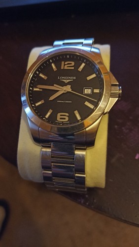 Longines Conquest Quartz L3.659.4 Black Silver Bracelet 41mm date @3 uk - Picture 7 of 9