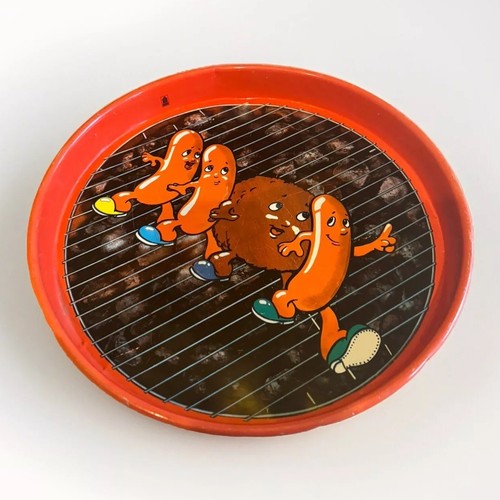 Vintage Beer Burger Hot Dog Serving Tray Vintage Anthropomorphic Food Cookout 