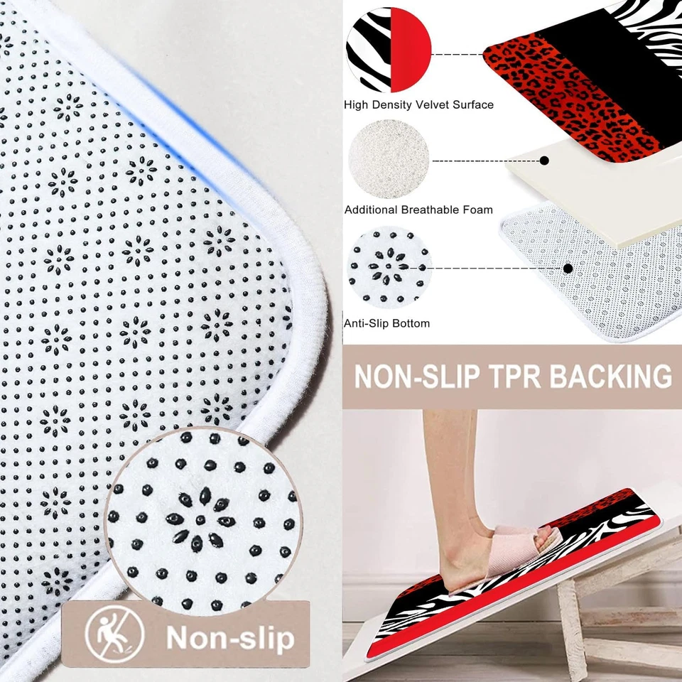 Jieprom 4PCS Leopard Print Shower Curtain Set with Rug, Toilet Lid Cover and Bat - Изображение 4 из 4