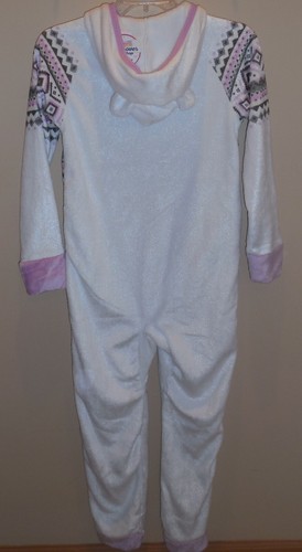 Justice Girl's Size 8 One Piece Hooded Pajamas PJ's Panda White Purple New - Picture 3 of 3