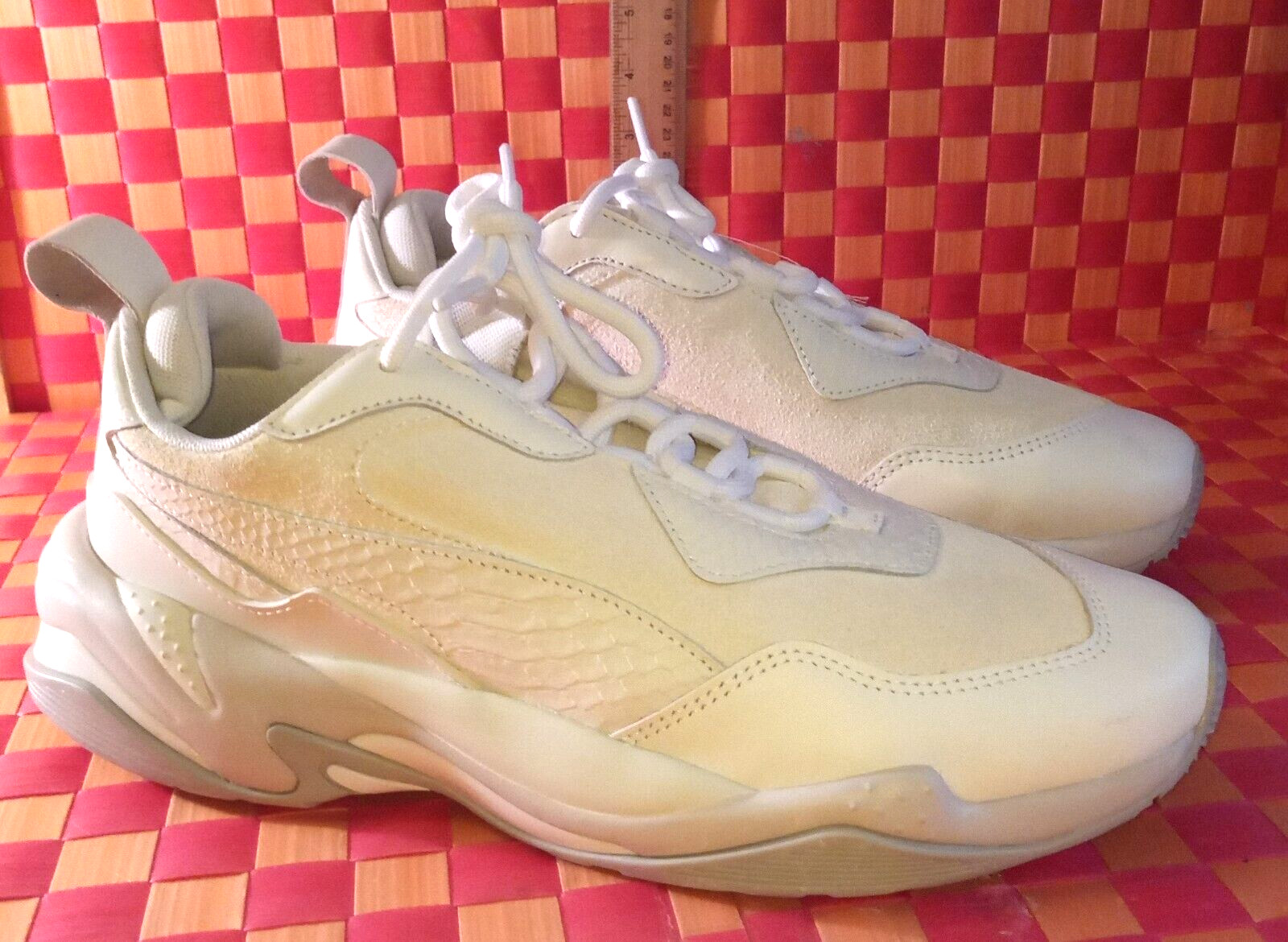Sneakers, PUMA, Ivory off white, men's size: 12, by Puma, preowned-image