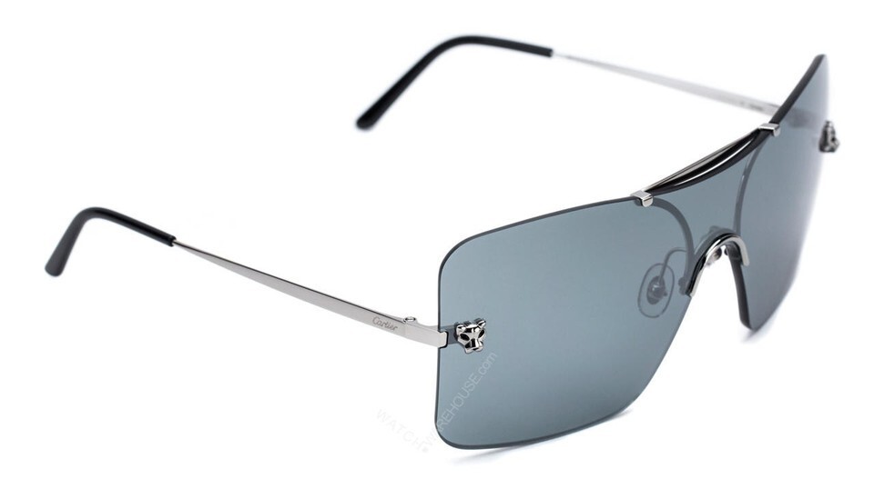 カルティエ　ミラー CARTIER Panthère Rimless Ruthenium Silver Lens Sunglasses