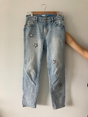 Unique Upcycled Old Navy Jeans With Star Patches- Size 2