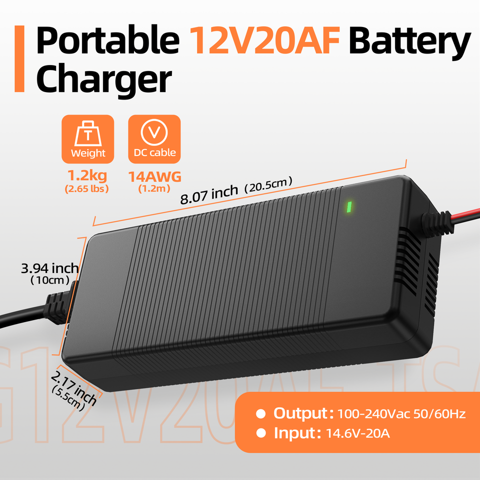 HumsiENK 12V 20A LiFePO4 Chargeur, Matériau Du Boîtier En