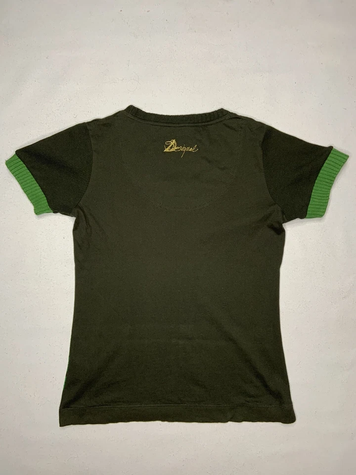 Suéter geométrico caqui manga corta Desigual para mujer talla grande Foto 3 de 4