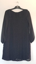 Just Taylor Knee Length Evening/Occasion Dress in Black with Lace Design, Size 8