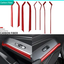 8Pcs Red Carbon Fiber Window Lift Switch Panel Trim For Nissan Altima 2019-2025