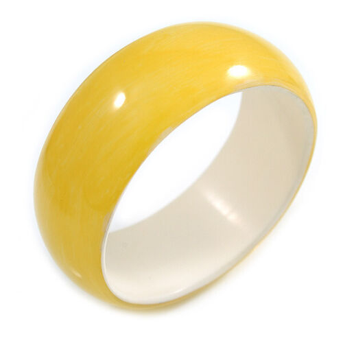 Lemon Yellow Acrylic Off Round Bangle Bracelet - Medium Size - Picture 1 of 4