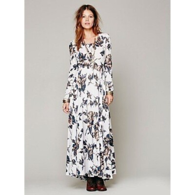 knee length dresses for ladies Women's Free People Taking Sides Maxi Dress Large Rose Bright