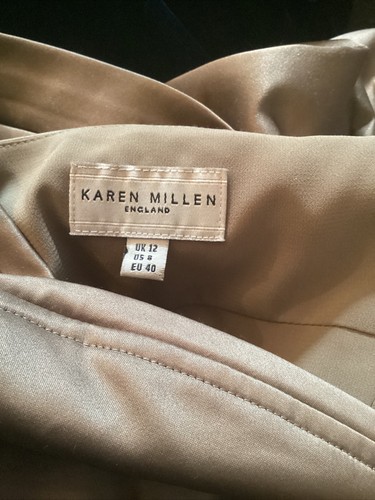 Size 10 12 bronze Karen Millen embellished bow wedding occasion satin dress - Picture 11 of 11