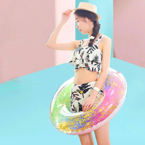 Inflatable Rainbow Swim Ring Swimming Pool Float Lounger Beach Ring Swimming New - Picture 7 of 12