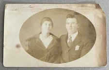c1910 RPPC Real Photo Postcard Oval Portrait Young Couple