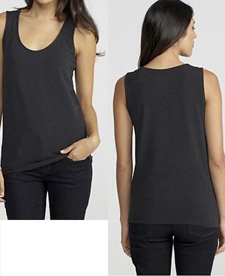 Eileen Fisher Cozy Viscose Jersey Charcoal U Neck Shell Tank Top 2X image 3