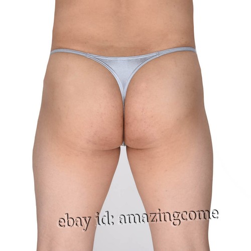 Men Shiny Micro Thong Underwear Male Penis Pouch String Tangas Lingerie T-Back - Picture 6 of 15