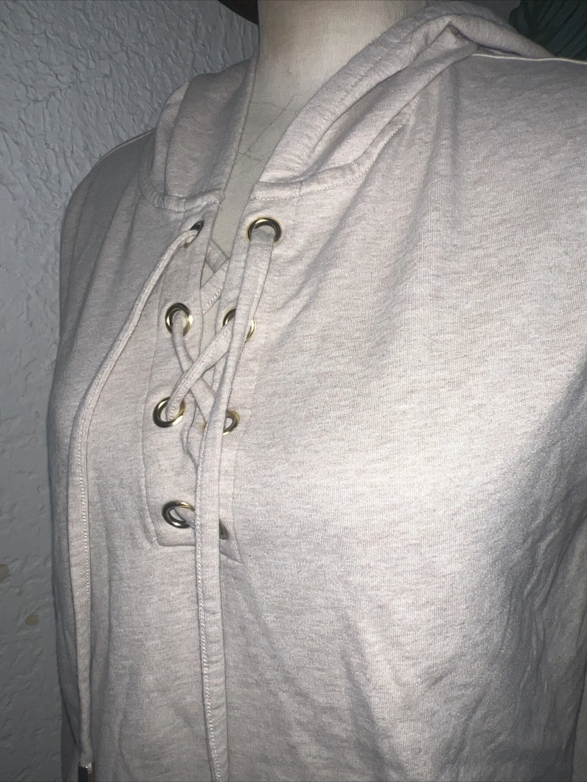 Felpa con cappuccio Michael Kors logo MK beige stringata donna taglia large