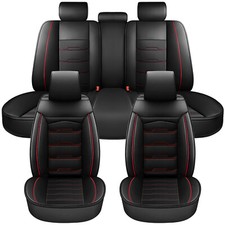 Full Set Car Seat Covers Black Deluxe Universal Protector Pu Leather Seat Covers