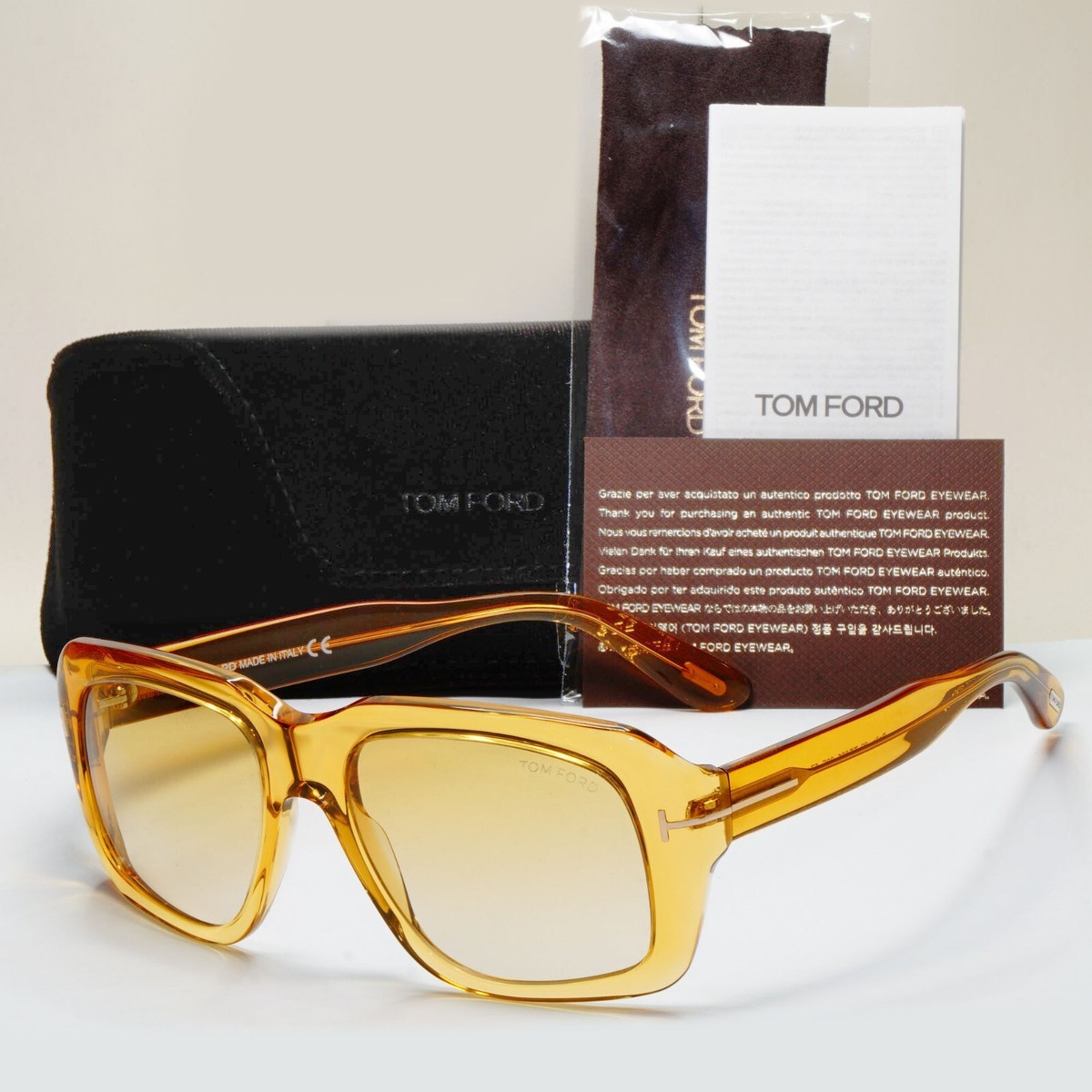 Tom Ford Sunglasses Bailey-02 Yellow Honey Transparent Square