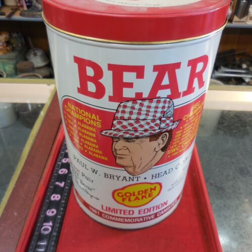 BEAR BRYANT Golden Flake Potato Chip Can Container ALABAMA FOOTBALL 1981 #A - Picture 2 of 8