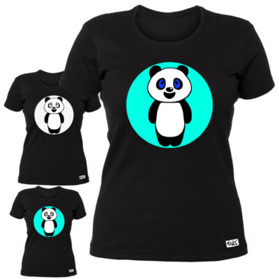 EAKS  Damen Girlie T-Shirt Motiv: ''Panda Bear'' Pandabär Cartoon Comic Style