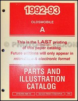 1993 Cutlass Ciera Und Cutlass Cruiser Ersatzteile Buch Oldsmobile Olds Katalog